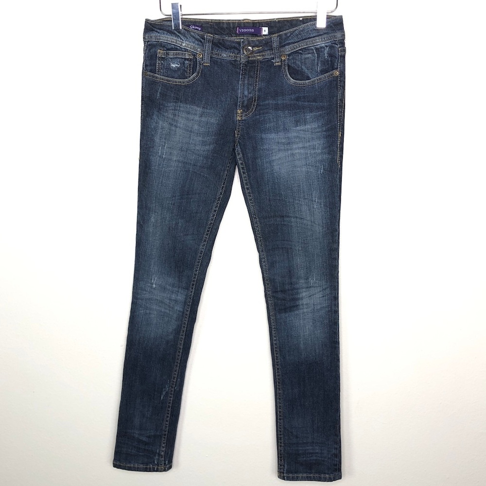 Vigoss Women's Skinny Jeans w/Gem Buttons Size 5